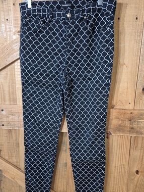 Needle & Cloth Women's Black Geometric Print Skinny Jeans